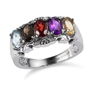 NWOT Multi gemstone 2.60 ctw 5 Stone Ring in Stainless Steel Size 10
